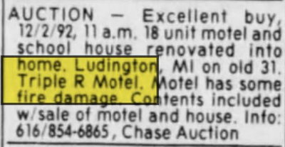 Triple R Motel - 1992 Auction Ad (newer photo)